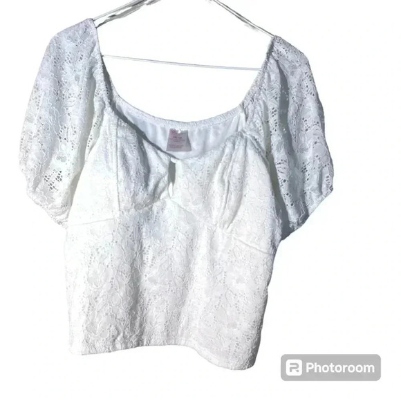 No Bounderises white juniors crop lace top size XXL (19) - Picture 3 of 6